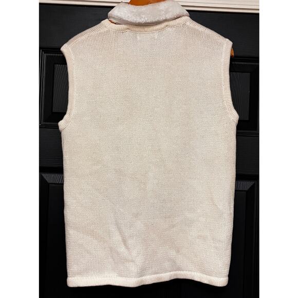 Kim Rogers Holiday Vest Petite Large Cardinal Beaded Embroidered Faux Fur Collar - Picture 2 of 8